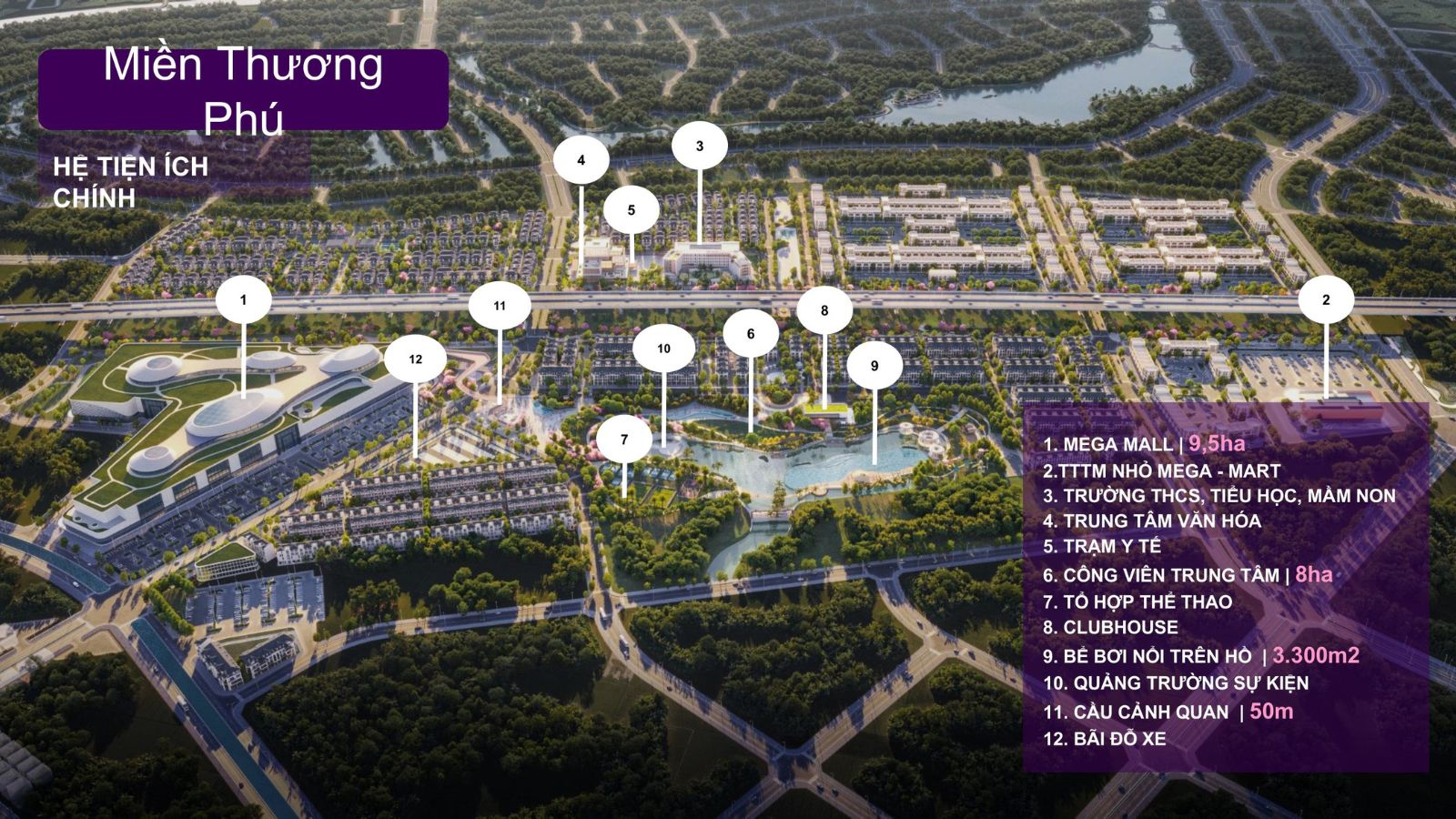 Hệ thống tiện ích nội khu và mảng xanh đa lớp tại dự án Thanh Phú Centre Point.