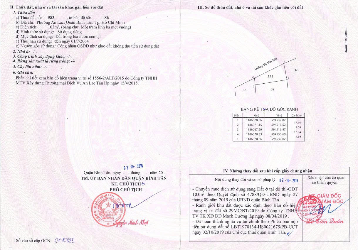 Sơ đồ thửa đất và tọa độ ranh giới dự án Ansana By Kita