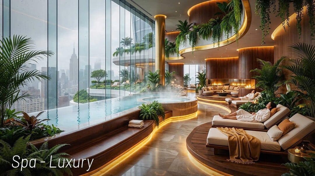 Khu vực hồ bơi thư giãn và spa tại Ansana By Kita
