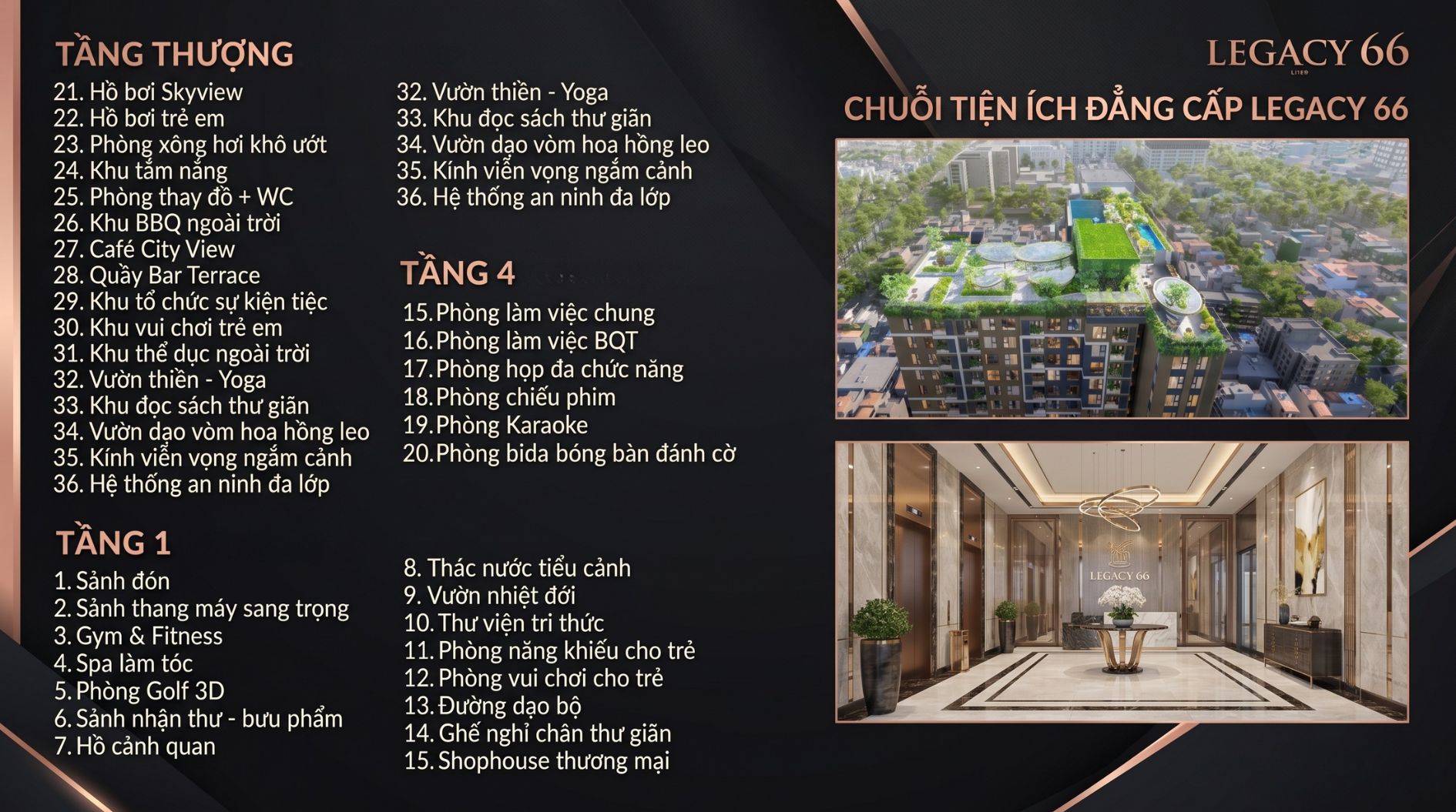Phối cảnh tổ hợp tiện ích nghỉ dưỡng nội khu cao cấp tại Legacy 66 Quận 5